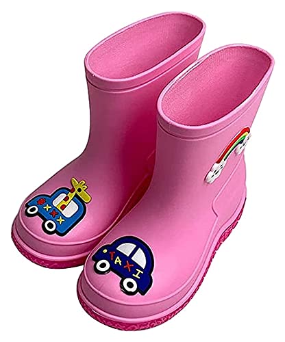 Botas de lluvia Botas de lluvia de las mujeres Botas de lluvia infantil Rosa Estudiante Agua antideslizante Zapatos de agua para niños y niñas Dibujos animados de cuatro estaciones Botas de lluvia Bot