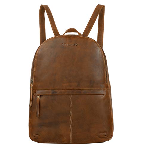 STILORD 'Conner' Mochila Piel Mujer y Hombre Bolso Universidad Bolso Trabajo Bolso Estudiante Bolsa para portátil de 13,3' Cuero Vintage auténtico, Color:Mocca - marrón Oscuro