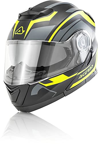 ACERBIS 0023929.444.066 Serel Graphics Casco Modular Negro/Amarillo L (59/60), Unisex-Adult, M