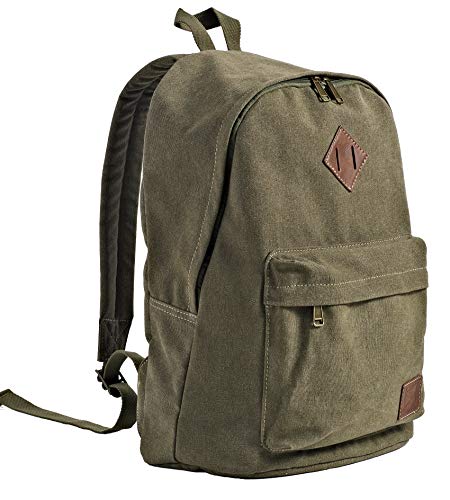 seemeroad Mochila de Lona Vintage, Mochila Ligera y Casual, Mochila para Portátiles y Escuela, para Hombre y Mujer (Verde Ejército) 28 litros