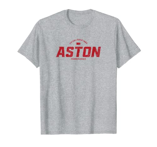 Aston Pennsylvania PA Vintage Athletic Rojo Deportes Logo Camiseta