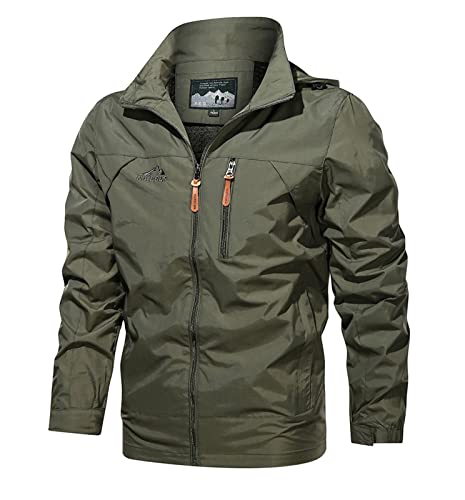 AIEOE Chaqueta con Capucha con Cremallera y Bolsillos para Hombre Bomber Sports Jacket Label 4XL = ES XL Verde