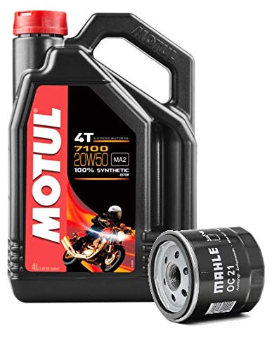 Duo Servicio Cambio Aceite Motos- Motul 7100 4T 20W-50 sintetico 4 litros + filtro aceite OC21 Harley Davidson