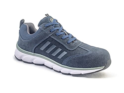 Security Line Jaspe Hombres Zapatos de Seguridad Cómodas Trabajo Zapatos Composute Puntera de Seguridad sin Metal Ligera S1P Ci SRC Transpirables Anti-Deslizante Trabajar Calzado, Azul, 38 EU