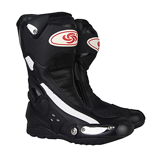 Sebasty Botas de Moto,Motocross de Protección Racing Speed Zapatos de Moto Bota de Moto Dirt Bike Ciclismo Deportes,Black-41