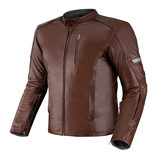 SHIMA HUNTER Chaqueta Moto Hombre | Cazadora moto hombre de cuero A+ vintage ventilado con CE espalda, hombros, codos protecciones, reforzado costuras dobles (Model 2022, Marrón, M)