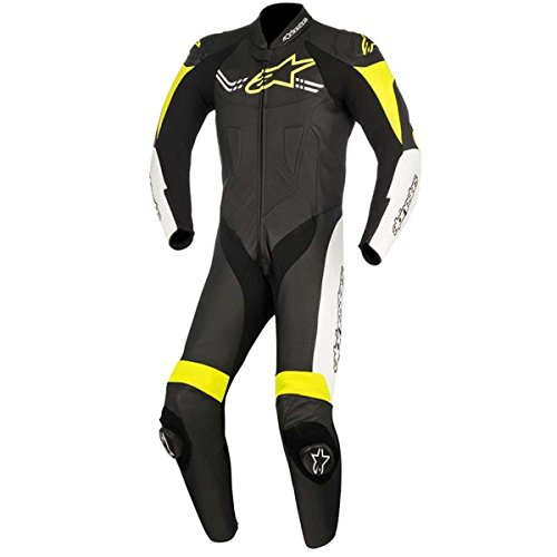 Alpinestars Challenger V2 - Mono de cuero de 1 pieza (talla 50), color negro, blanco y amarillo