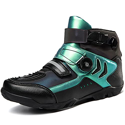 Mars Jun Botas de Moto Bota de Motocross de Alta Resistencia blindada para Hombre Botas de Carretera Botas de Tobillo Cortas y Suaves Botas de piloto