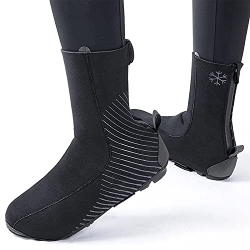 Agolu Cubrezapatos De Ciclismo Invierno TéRmico Impermeable Neopreno Road Bike Cubrezapatos Warm Fleece MTB Botines para Hombres Y Mujeres(Size:M,Color:Negro)