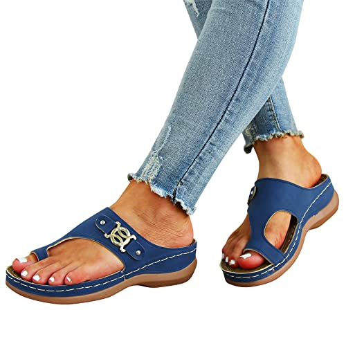 Sandalias Mujer Verano Rebajas Zapatillas y Chanclas Fondo Plano Informal Casual RomaHebilla Sandalias de Playa Bohemian Romanas Zapatos Talla Grande Chanclas Cómodo y Transpirable Elegantes