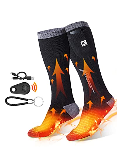 Calcetines Calefactables, Calcetines Electricos para Hombre y Mujer con Remoto Control, Calcetines Térmicos de Invierno con Batería de 2600mAh Recargable para Motociclismo, Esqui,Deportes al Aire