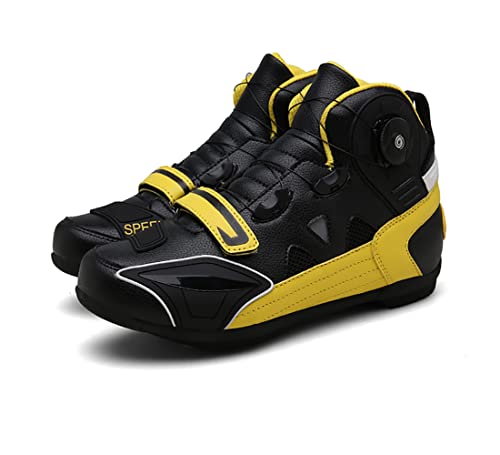 Botas Moto de Cuero Hombre Zapatos Moto Protectoras de Motocross Road Street Motocicleta Casual Zapatillas Transpirables Suela Antideslizante Impermeable