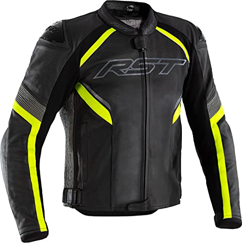 814000880168var - Chaqueta de Piel Sabre airbag Color Negro/Amarillo/Fluor Talla 52-M