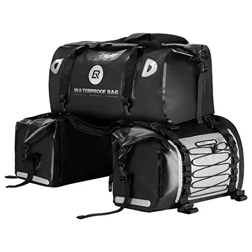 ROCKBROS Alforjas Moto Impermeable Bolsa de Almacenamiento para Equipaje Motocicleta Bolsa Asiento Lateral 62L para Motociclismo Viajes (Negro 31L*2 + 55L)