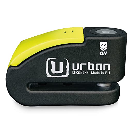 URBAN 999 Candado Moto Disco Alarma Hi-Tech 120dB, Máxima Seguridad Homologado Sra Doble Cierre 14mm Acero Endurecido, Warning Sensibilidad A+, Activacion Opcional, Antirrobo Moto Pinza Disco Freno