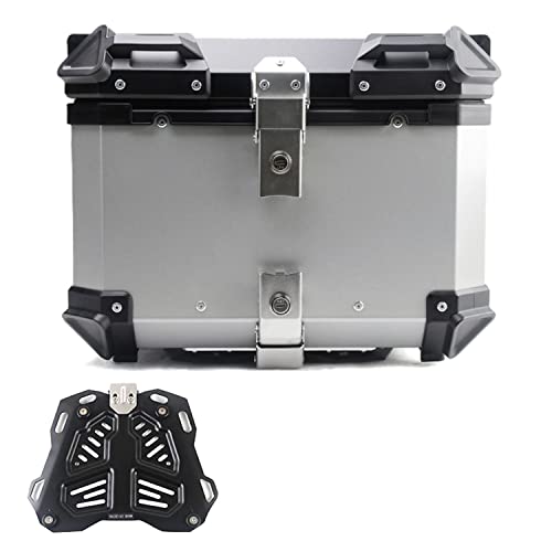 WNANCH Universal Baúl De Moto Scooter Maleta Topcase Aluminio 28L 36L 45L 55L 65L 80L 100L Caja De Moto Cajón para Moto, Baul Moto 2 Cascos (Size : B-55L)