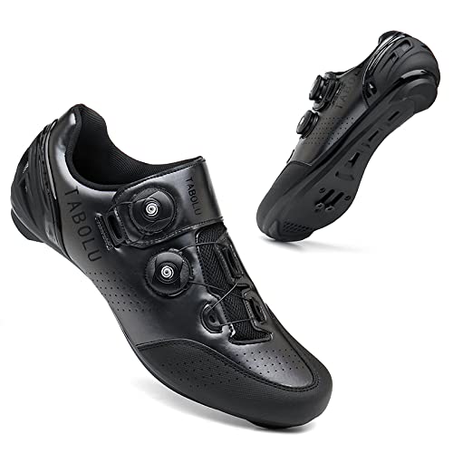 KUXUAN Zapatillas de Ciclismo con candado para Hombre Mujer SPD MTB Zapatillas de Bicicleta Carretera de montaña Zapatillas para Ciclismo al Aire Libre Compatible con Tacos SPD,Black-37EU