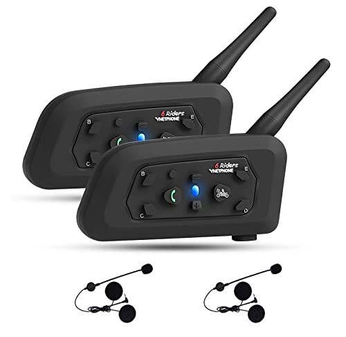 V6 1200M Auriculares Intercomunicador Casco Moto Bluetooth Para Motocicletas Comunicador Auricular Para Intercomunicacion entre 6 Motociclistas 2Pcs