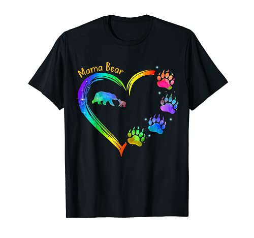 Ma-ma Bear Hearpaw Arco iris Camiseta