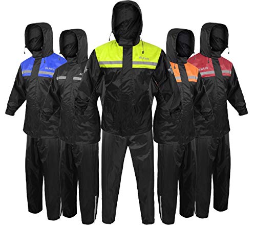 ALPHA CYCLE GEAR Traje de lluvia para hombres y mujeres, chaquetas, pantalones, equipo reflectante, impermeable, (verde, extragrande)