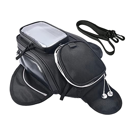 QIYUANT Bolsa Deposito Moto, Bolso Tanque con Ventana de Navegación Transparente Mochila Tanque de Motocicleta Pequeña Accesorios para Moto Universal con Correa Hombro Negro