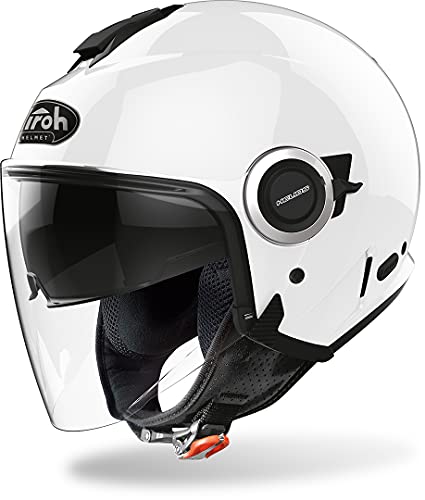 Airoh Helios Casco de Moto, Hombre, Blanco, M