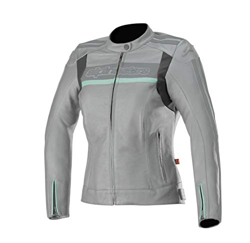 Alpinestars Chaqueta moto Stella Dyno V2 Leather Jacket Cool Gray Aqua, Gris, 38