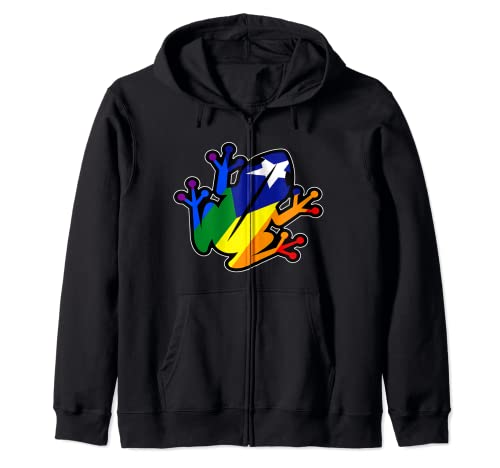 Arco Iris Puertorriqueño Rana Coqui Sudadera con Capucha