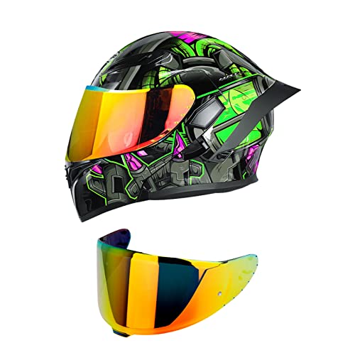 dsfen Casco de moto Unisex Adulto Cool Rider Equipment Four Seasons New Street Touring Casco de moto Doble visera Casco integral abatible con espacio BT para Agv K5 K1 K3 SV Rosa L