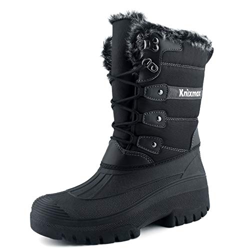 Knixmax Botas de Nieve para Mujer Botas de Invierno Forro Térmico Impermeables Antideslizante Cómodo Zapatos de Invierno Negro EU37