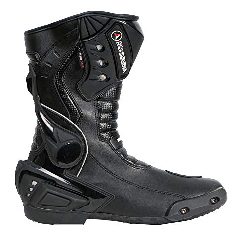 Botas de moto para hombre, deportivas, de piel, estables,protectores reforzados integrados, con protección en los tobillos, ergonómicas, botas moteras, biker, motorista - 46