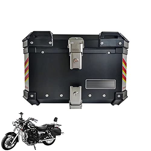 HGTRH Baul Moto Universal con Respaldo, Maleta Moto Trasera Aluminio, Cajon Moto Universal 36L - 41.2 * 33.3 * 26.5cm Negro, Baul Moto Metalico con Desenganche RáPido ​Base Incluida