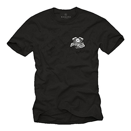 MAKAYA Camisetas Originales Hombre Manga Corta Marca Moto Motor Chris Davidsons - Negra S