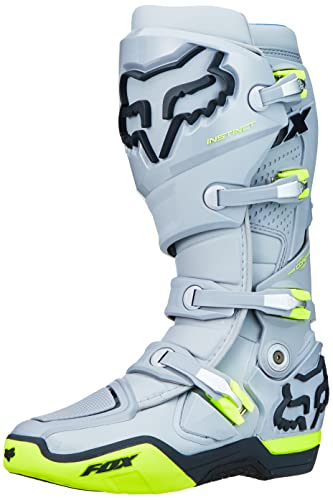 Fox Racing 27463_086_12 Instinto Bota para Moto, Talla 12, Gris/Amarillo, 46.5 EU