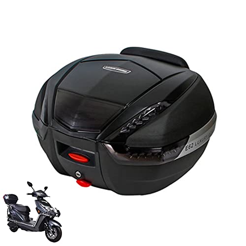 HGTRH Baúl Moto 38 litros, Baul para Moto con Respaldo con Base Incluida, Maletas Moto Universal para 1 Casco Integral y1 Medio, Cofre Moto para Motocicleta Ciclomotores Scoote