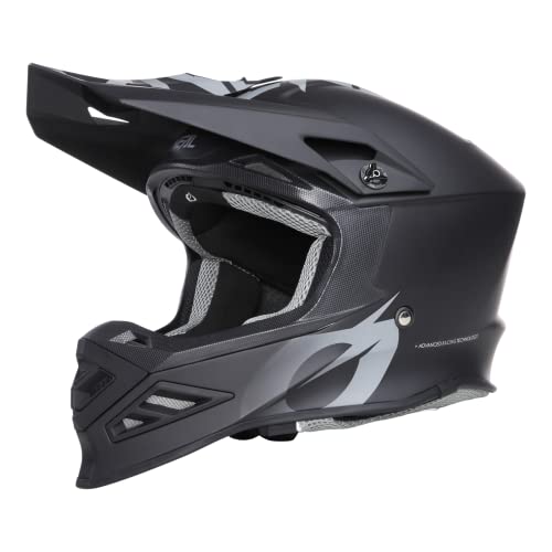 O'NEAL | Casco de Motocross MX Enduro | Compatible con Airflaps™, Forro Coolmax Acolchado, Cierre de Seguridad en Doble D | Casco F-SRS Solid | Adulto | Negro | Talla M