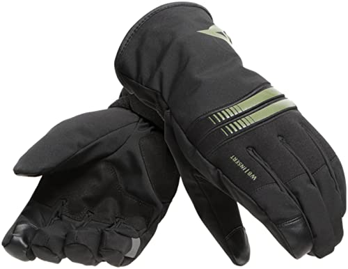 Dainese Plaza 3 D-Dry Gloves, Guantes Moto Impermeables, Hombre, Negro/Bronze-Green, M