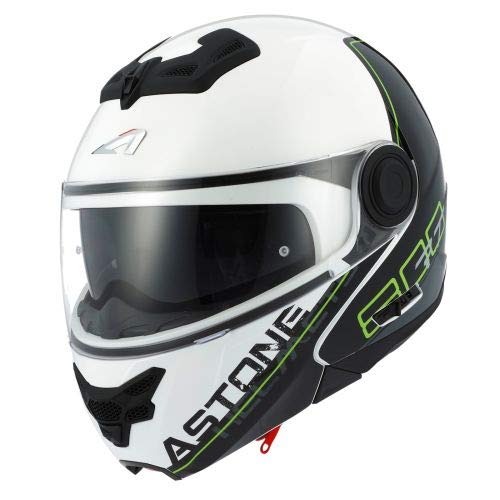 Astone Helmets - RT800 graphic exclusive LINETEK - Casque de moto modulable - Casque de moto 2 en 1 - Casque polyvalent route et ville - Casque en polycarbonate - green/white XS