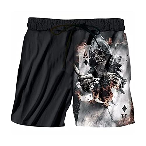 Bañador para Hombre, bañador con Estampado de Calavera para Hombre, Pantalones Cortos de Playa con cordón, baúl Informal de Verano con Estampado 3D, Talla S-4XL