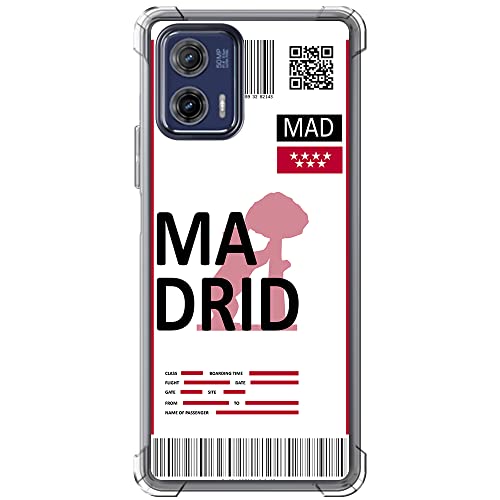 Movilshop Funda Antigolpes para Motorola Moto G73 5G Billete de Avión [ Madrid ] Esquina Reforzada Silicona 1.5mm de Grosor Flexible Transparente Bumper Gel TPU