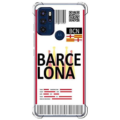 Movilshop Funda Antigolpes para Motorola Moto G60 - G60S Billete de Avión [ Barcelona ] Esquina Reforzada Silicona 1.5mm de Grosor Flexible Transparente Bumper Gel TPU