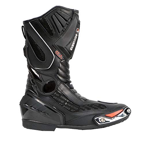 Botas de moto para hombre, deportivas, de piel, estables,protectores reforzados integrados, con protección en los tobillos, ergonómicas, botas moteras, biker, motorista - 41