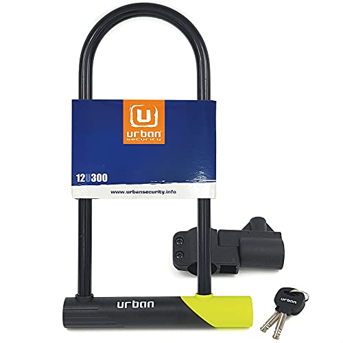 URBAN 12U300 Antirrobo Candado U 105X280 con Soporte Bicicleta, Negro, Talla única