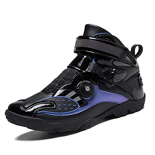 Zapato Moto Hombre Verano, Botas de Moto Motocross Microfibra Zapatillas Motorista Transpirables Calzado Deportivo Sneakers con Ajuste del Engranaje