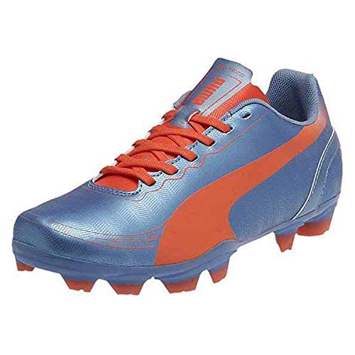 PUMA Evospeed 5.2 FG Jr, Botas de fútbol Unisex Adulto, Azul-Blau (Sharks Blue-Fluro Peach-Fluro Yellow 04), 38 EU