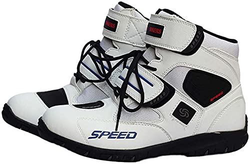 FGDFGDG Botas de Moto Calzado de Moto de Tobillo Corto Botas de Moto de Motocross Antideslizantes Resistentes al Desgaste,Blanco,39