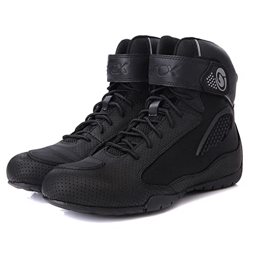 WUHX Zapatos de Moto para Hombre, Zapatos de Montar en Moto, Zapatos de Carreras para Montar en Motocross, Zapatos de Ocio a Prueba de Moda, Botas Antideslizantes para Moto,Black-41