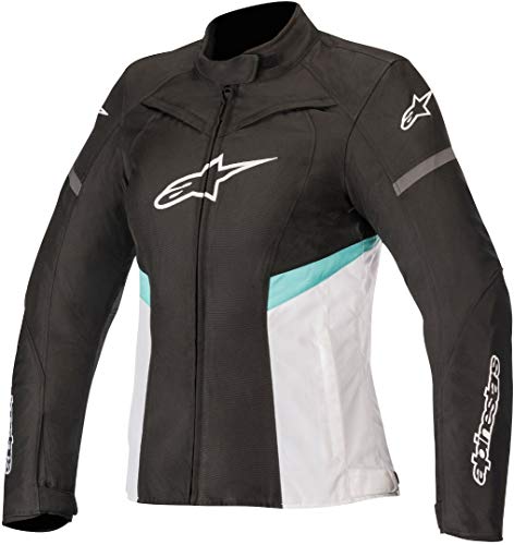 Alpinestars Chaqueta moto Stella T-kira Waterproof Jacket Black White Teal, Negro/Blanco/Azul, S