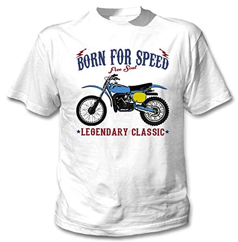 Teesandengines Bultaco pursang mkii 370 Born for Speed Classic Camiseta Blanca para Hombre de Algodon Size Xxlarge