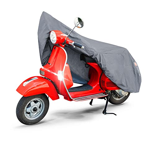 WALSER Lona Moto S de PVC Resistente Lona Impermeable, Lona Vespa, Lona Moto al Aire Libre, Lona Impermeable, Accesorios Moto, Lona Moto con Bolsa Gris 185x90x110cm